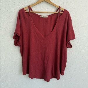 We the free people raspberry burnout cold shoulder souchy t shirt M